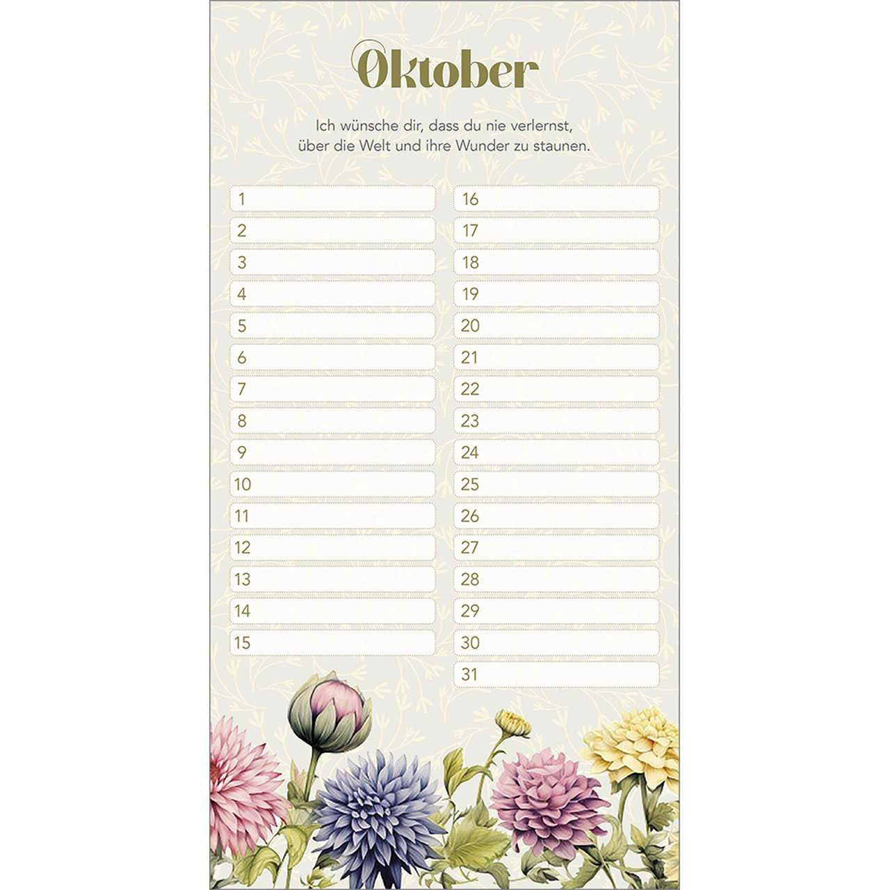 Immerwährender Kalender - Dankbar für dich - Aquarell Blumen