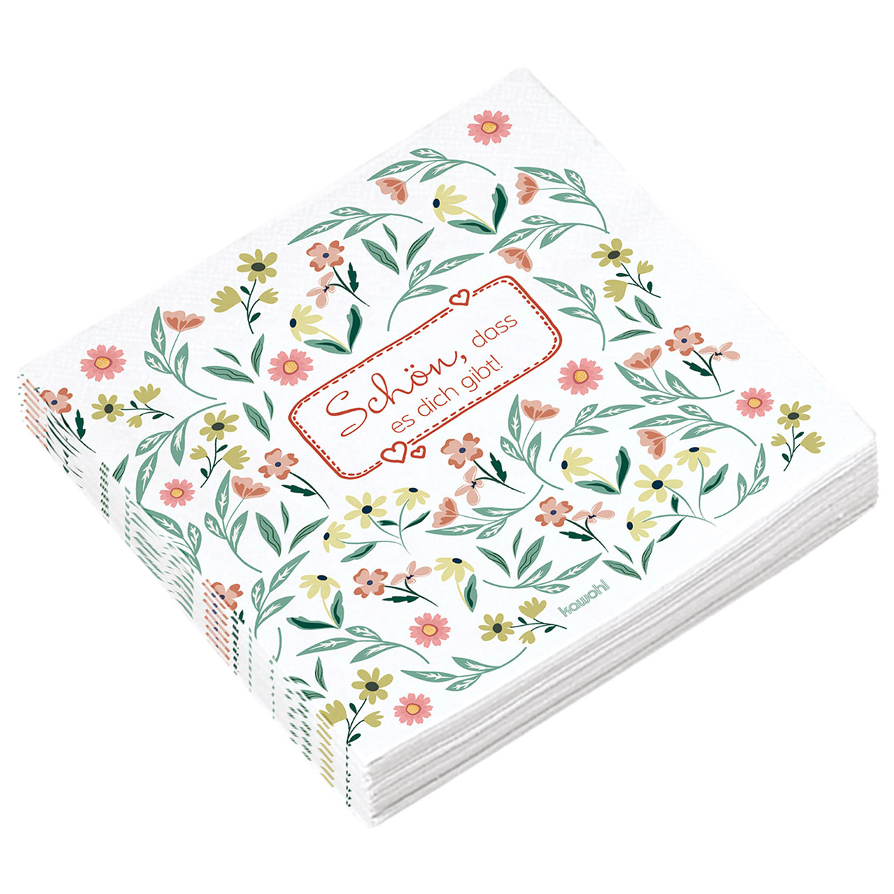 Servietten - Servietten: Schön, dass es dich gibt! - Streublumen Grafik