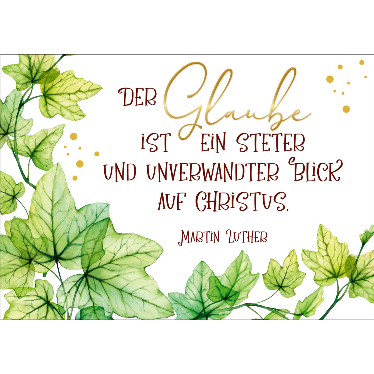 Postkarten - Postkarte 'Der Glaube ist ein' 10 Ex. - Blätter Efeu Punkte