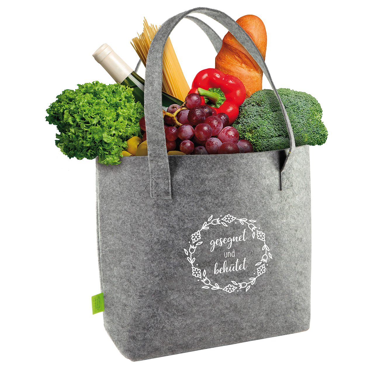Tasche - gesegnet und behütet - Blumenkranz Grafik
