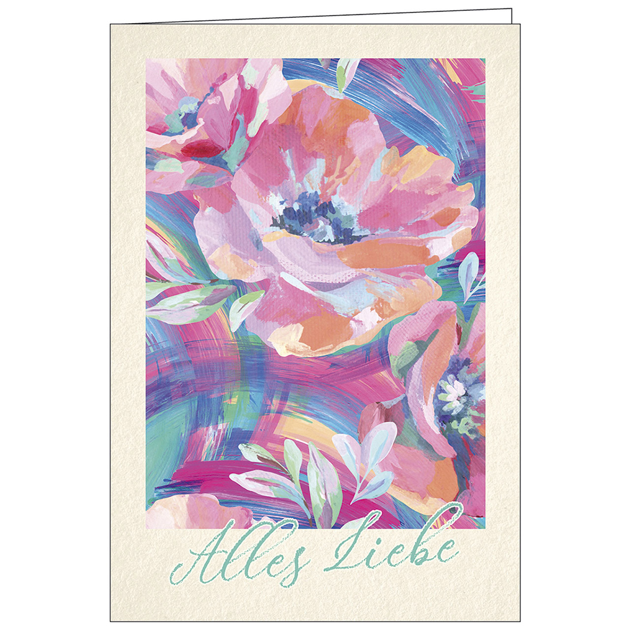 Alles Liebe Faltkarte - Alles Liebe - Blumen Aquarell