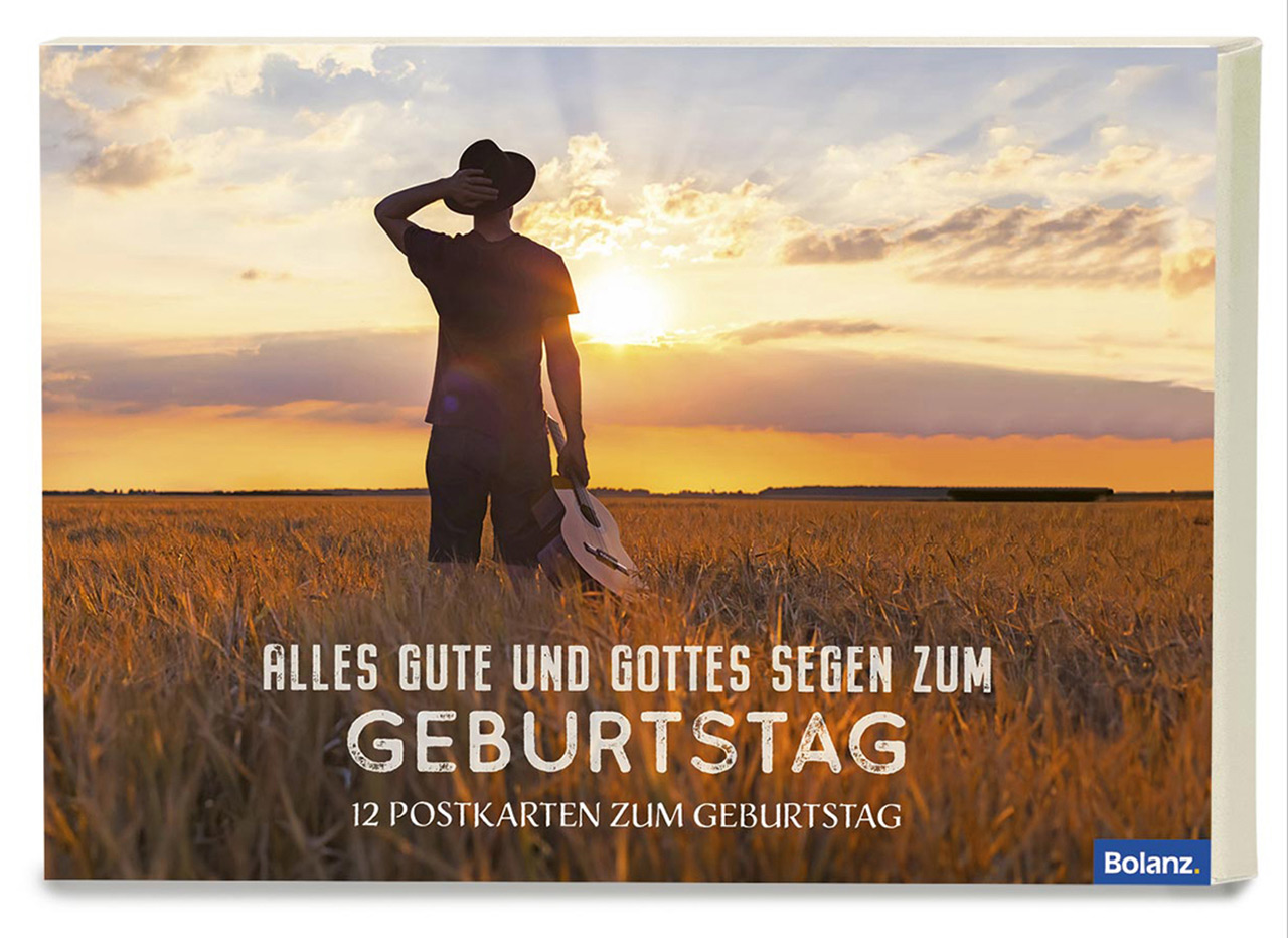 Karten-Box - Postkartenbox 'Alles Gute und Gottes Segen zum Geburtstag'  12 Ex. - Landschaft Mann