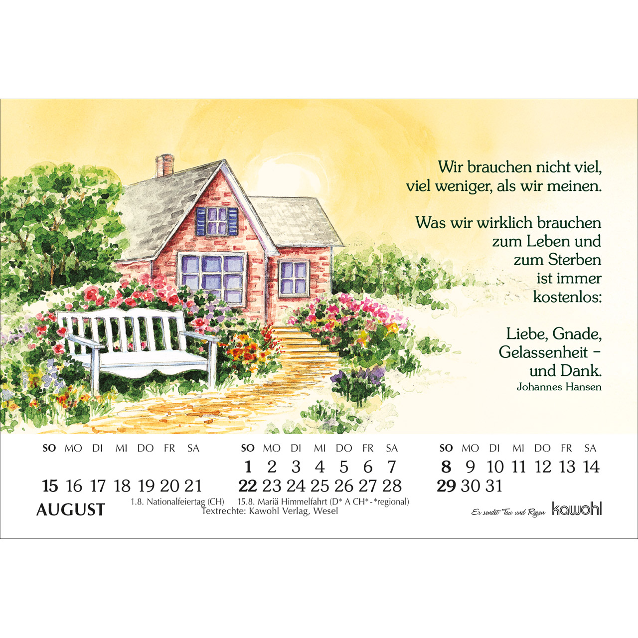 Aufstellkalender - Er sendet Tau und Regen 2027