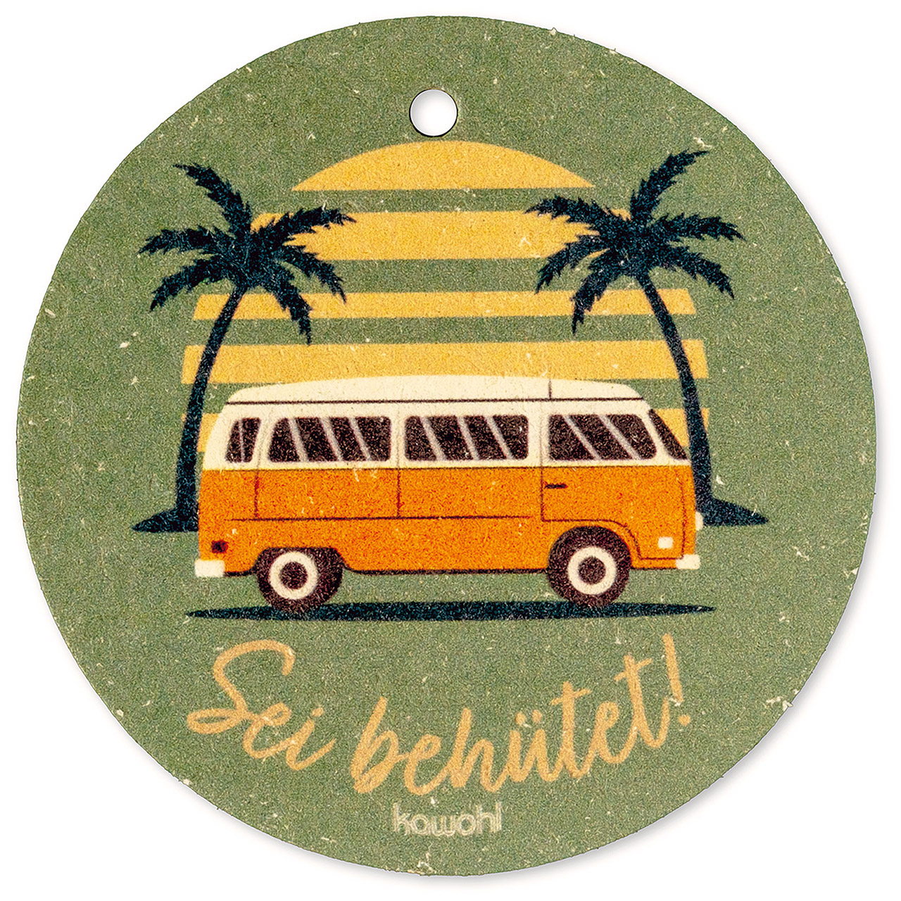 Schwamm - Sei behütet - Palmen Sonne VW Bus Bully Grafik