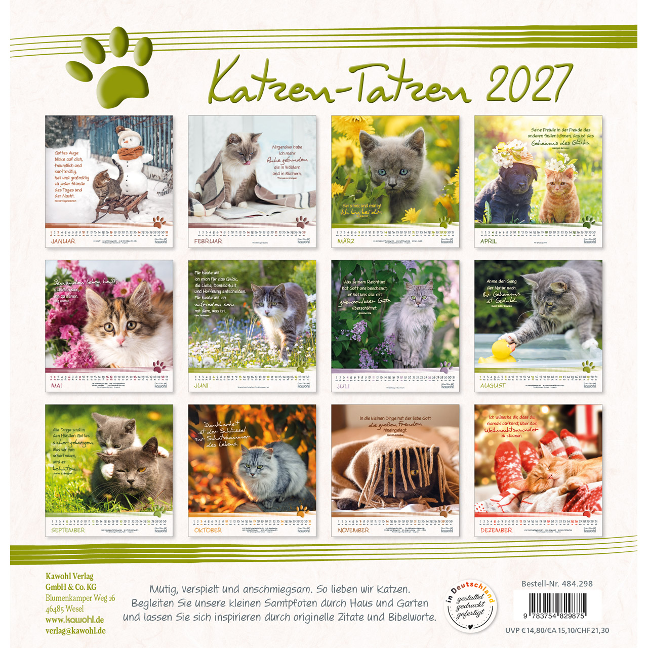 Wandkalender - Katzen-Tatzen 2027