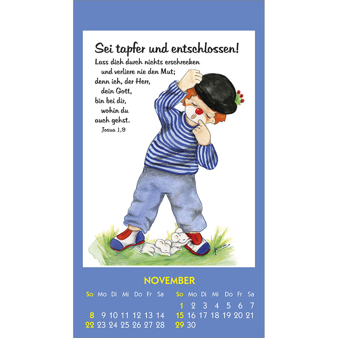 Aufkleberkalender - Kleine Clown-Grüße 2026