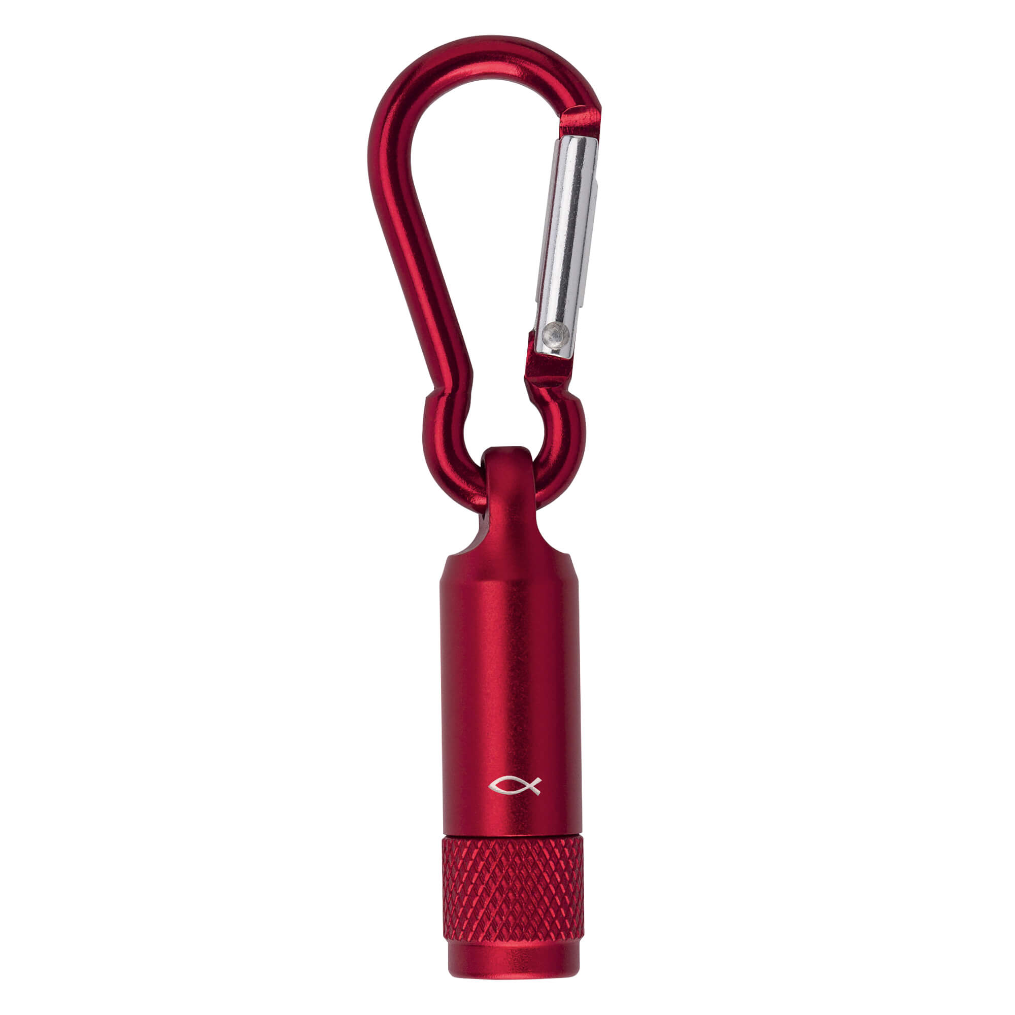 Taschenlampe - LED-Taschenlampe mit Karabiner, rot 'Ichthys' - Taschenlampe Schlüsselanhänger Karabinerhaken Schnapper Rot
