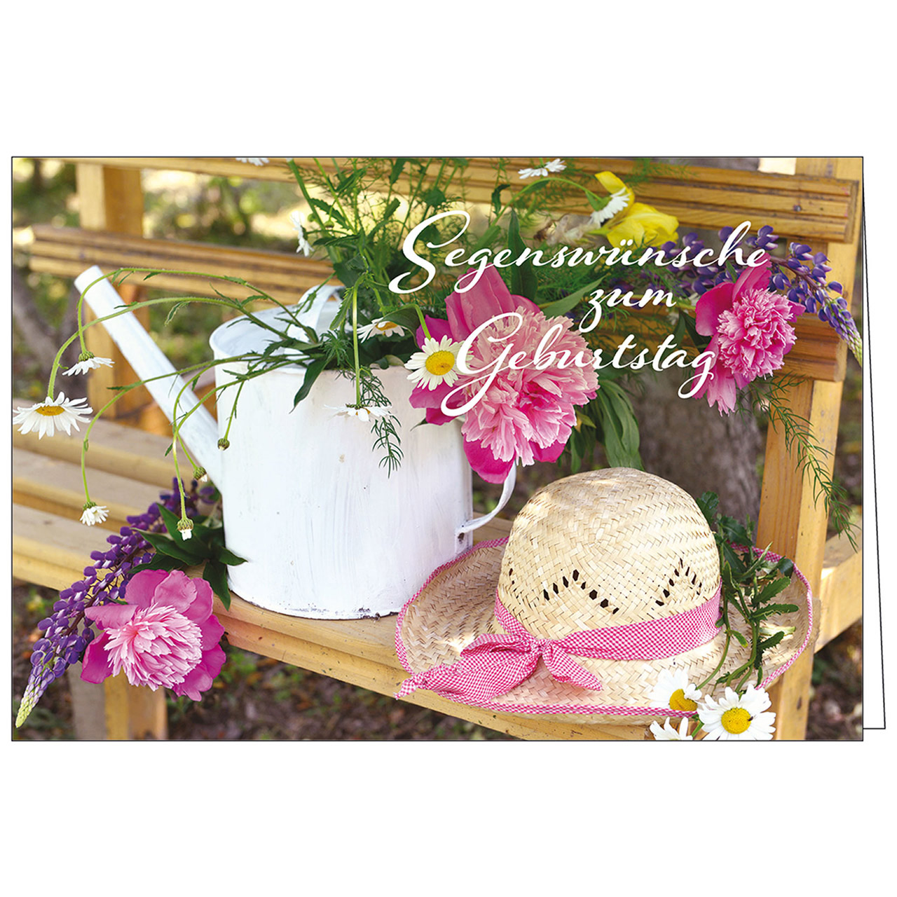 Segenswünsche zum Geburtstag Faltkarte - Segenswünsche zum Geburtstag - Gießkanne Hut