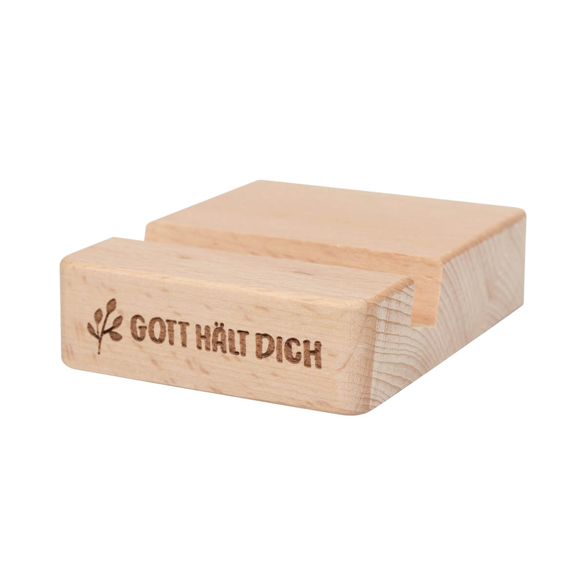 Dekoration - Telefonhalter 'Gott hält dich' - Handyhalterung Holz Zweig