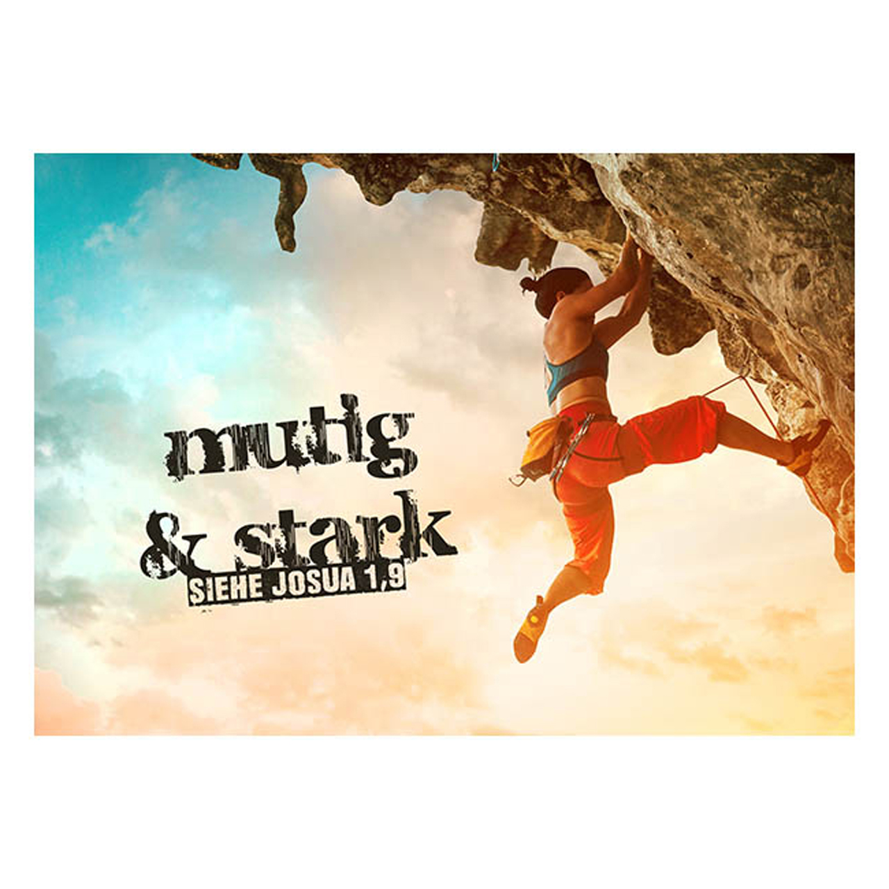 Postkarte - Postkarte 'mutig & stark' (Klettern) 1EX - Frau Felsen Himmel