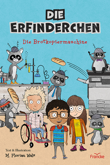 Buch - Die Erfinderchen - Kinder Rollstuhl Waschbären Brot
