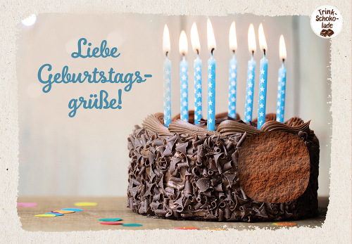 Lebensmittel-Karte - Schokokarte 'Liebe Geburtstagsgrüße!' - Kuchen Kerzen