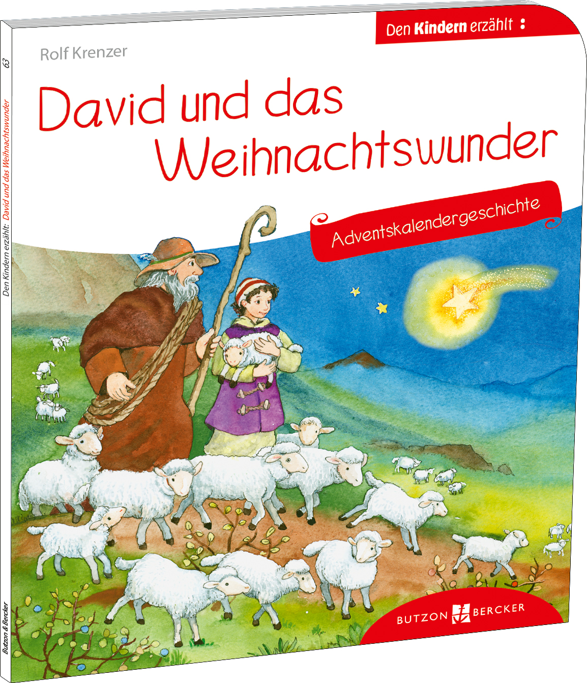 Buch - David und das Weihnachtswunder. Adventskalendergeschichte - Hirte Kind Schafe Mond Stern Wiese Himmel