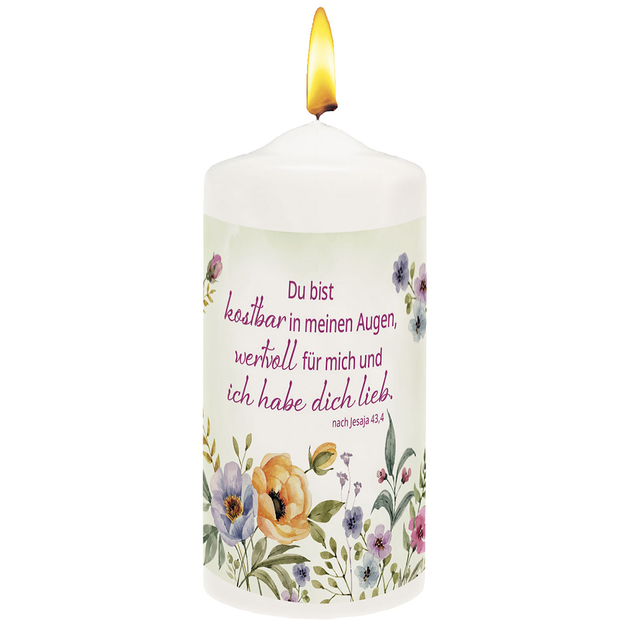 Du bist kostbar Kerze - Du bist kostbar - Aquarell Blumen