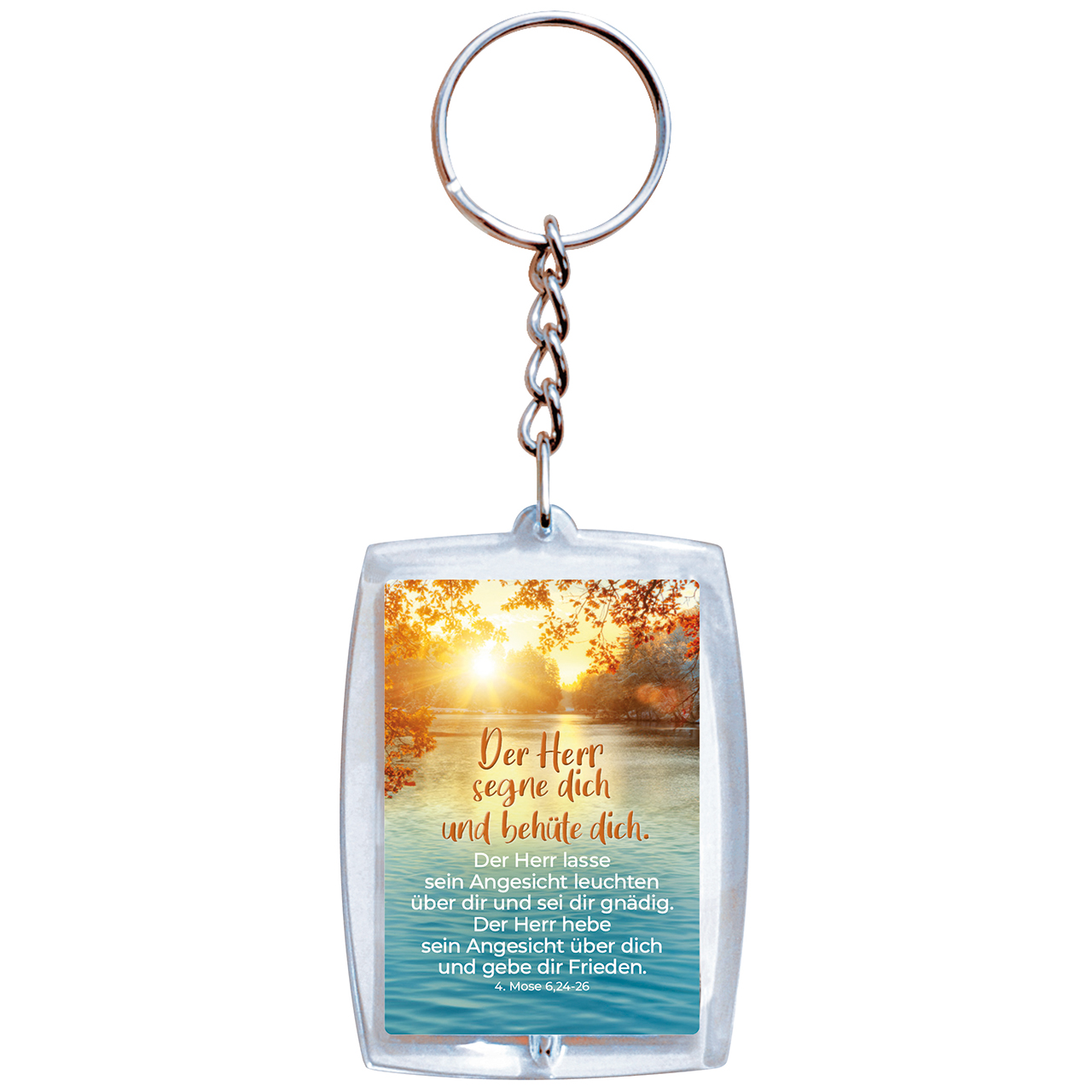Schlüsselanhänger - Der Herr segne dich und behüte dich - See Sonne Blätter Wasser Strahlen
