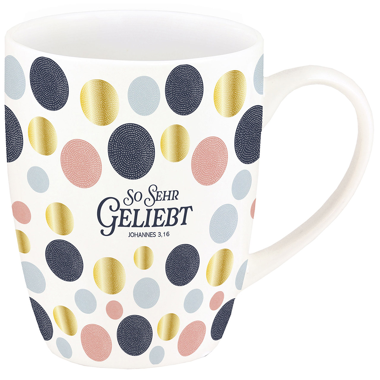 So sehr geliebt Tasse - So sehr geliebt - bunte Punkte Echtgold