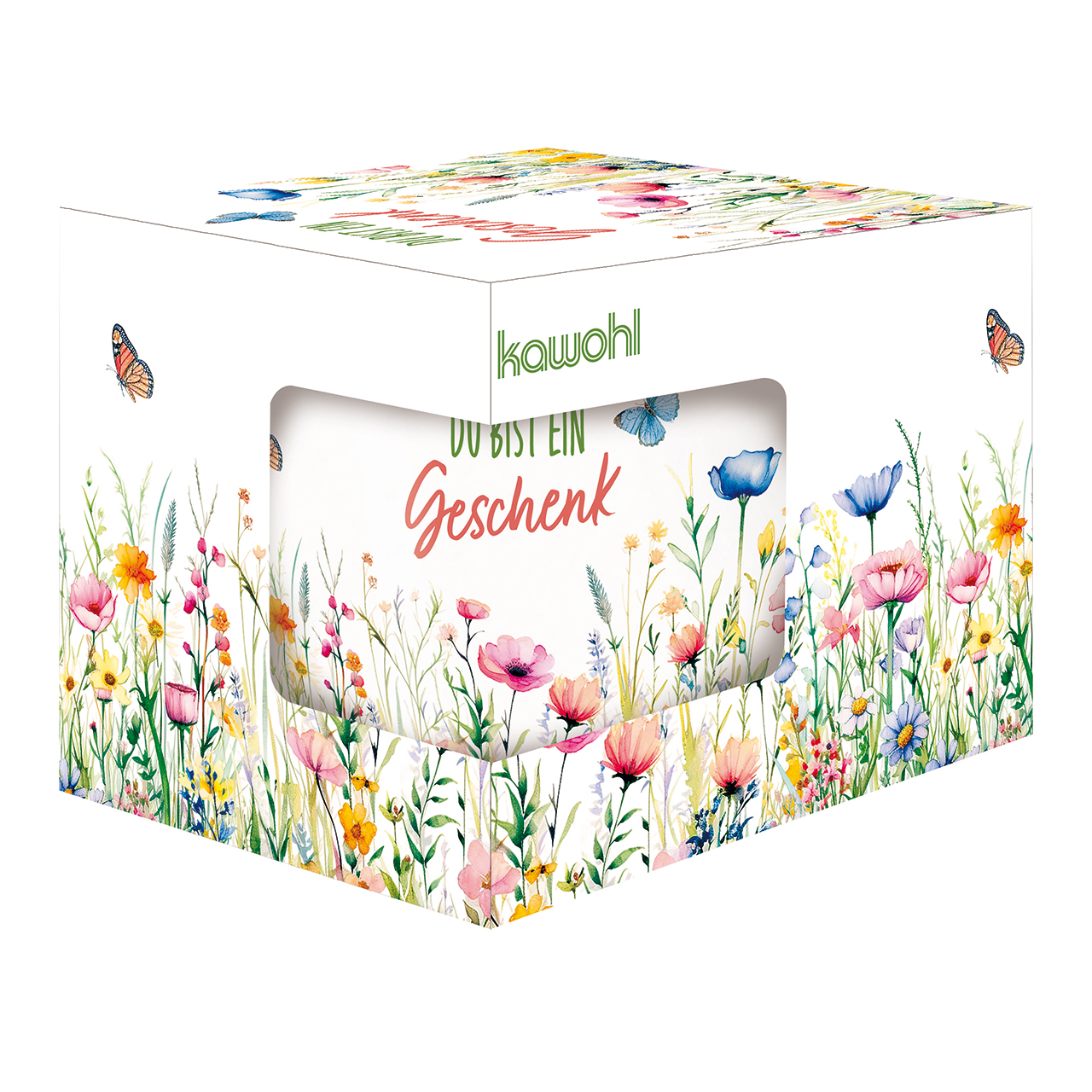Tasse - Du bist ein Geschenk - Aquarell Blumen Schmetterling