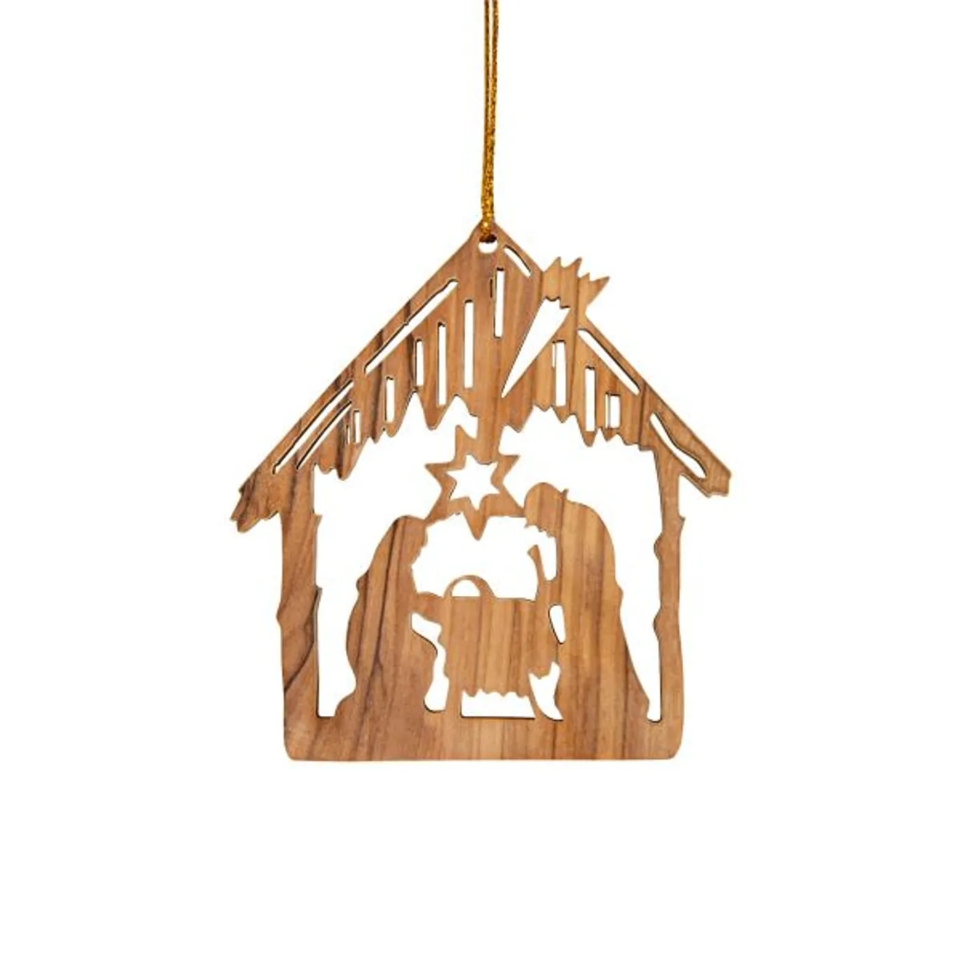 Anhänger aus Olivenholz 'Krippe'