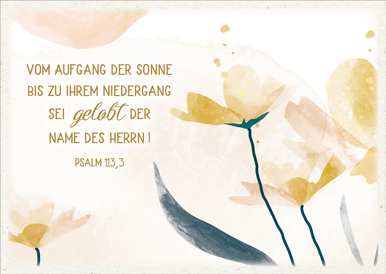 Postkarten - Postkarte 'Vom Aufgang der Sonne' 10 Ex. - Blumen Blatt Stiel