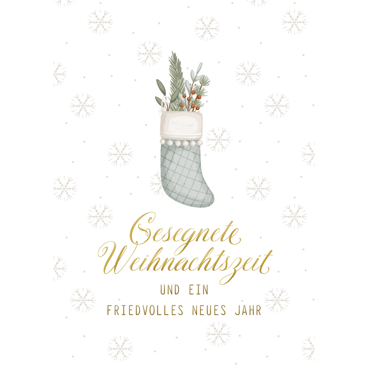 Postkarten - Postkarte 'Gesegnete Weihnachtszeit' 12 Exemplare           Motiv: Gefüllter Soc