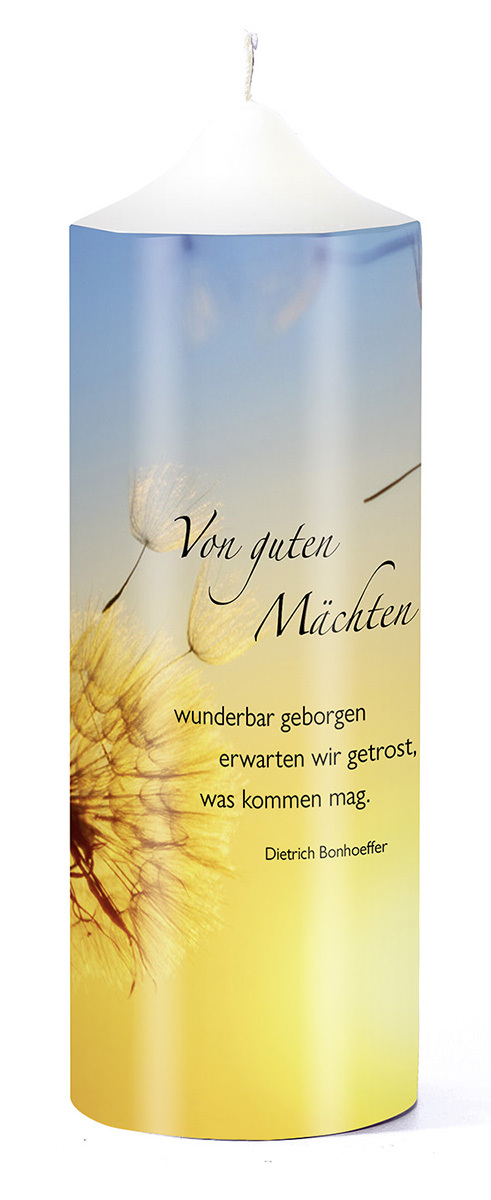 Kerze - Trauerkerze 'Von guten Mächten' - Kerze Pusteblume