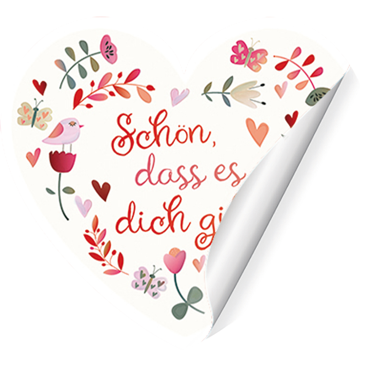 Postkarten mit Aufklebern - Schön, dass es dich gibt! - Blumen Herzen Schmetterling Aquarell