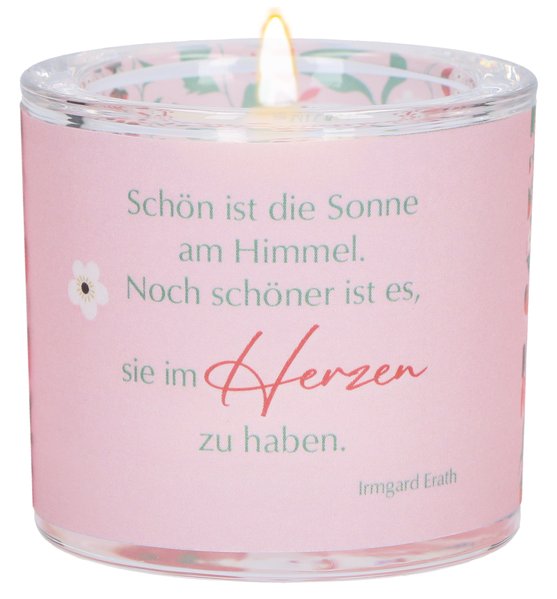 Teelichthalter - Glaswindlicht "Von Herzen für dich"