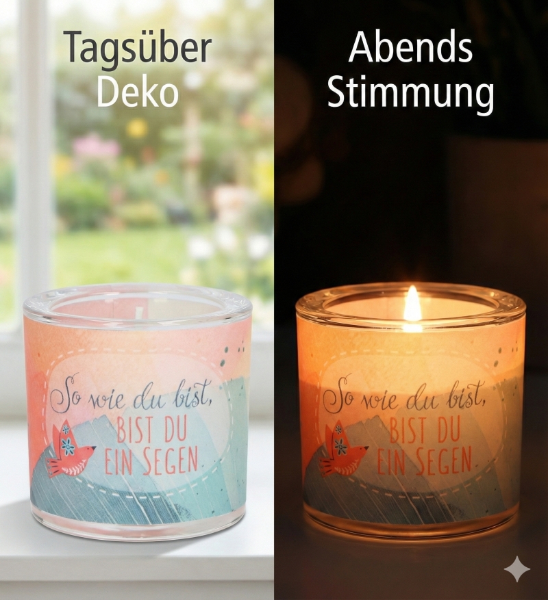 Teelichthalter - Glaswindlicht "So wie du bist"