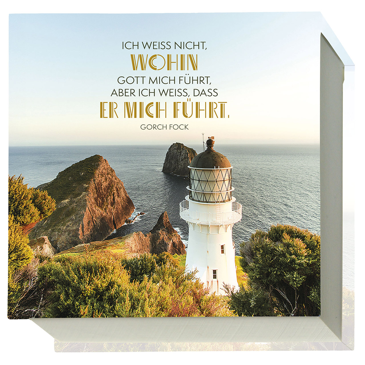 Ich weiss nicht, wohin Gott mich führt Notizblock - Ich weiss nicht, wohin Gott mich führt - Leuchtturm Felsen Meer Büsche Sträucher