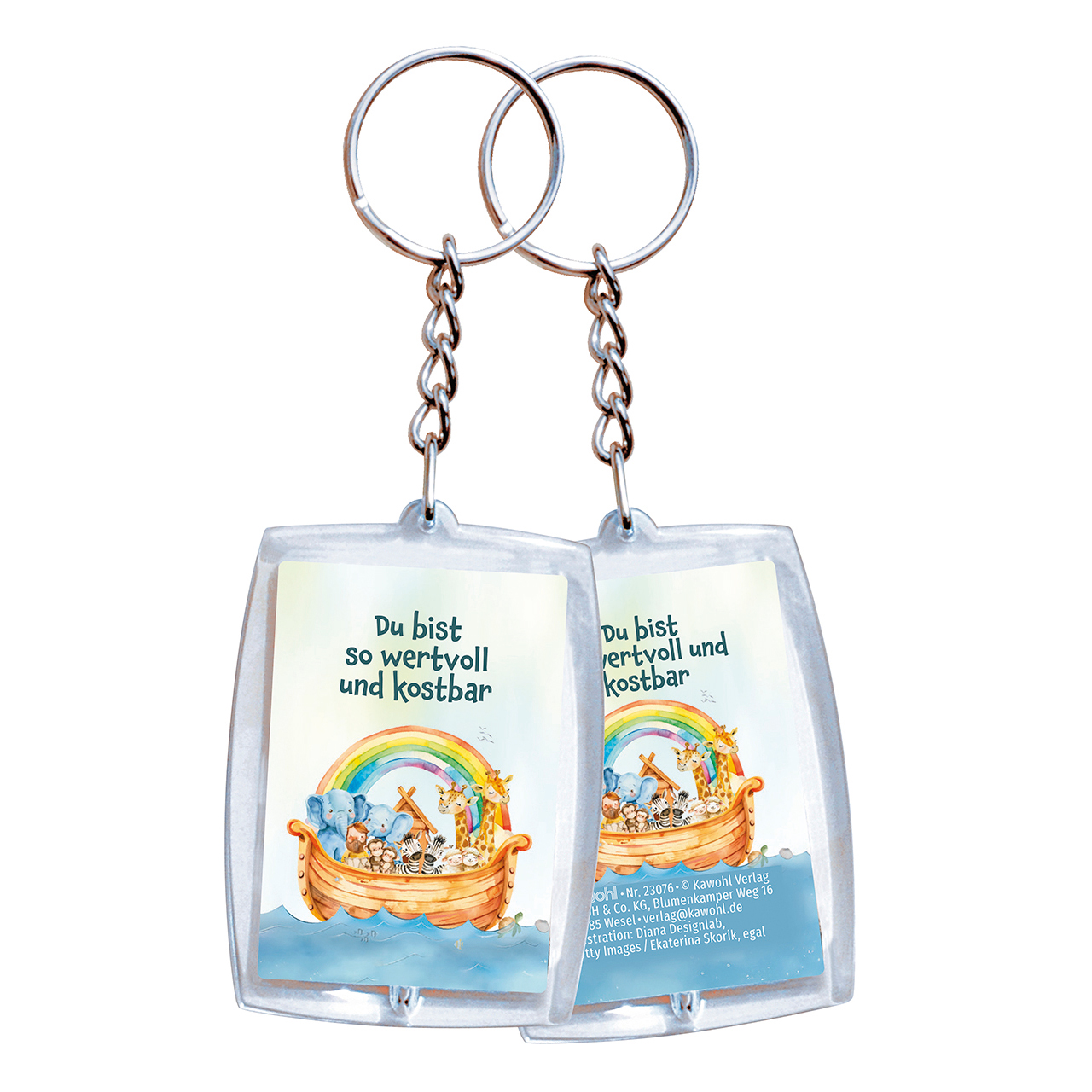 Schlüsselanhänger - Du bist so wertvoll und kostbar - Arche Noah Regenbogen Wasser Tiere