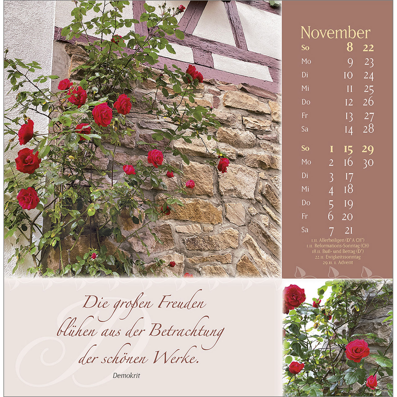 Postkartenkalender - Rosenduft mit lieben Wünschen 2026