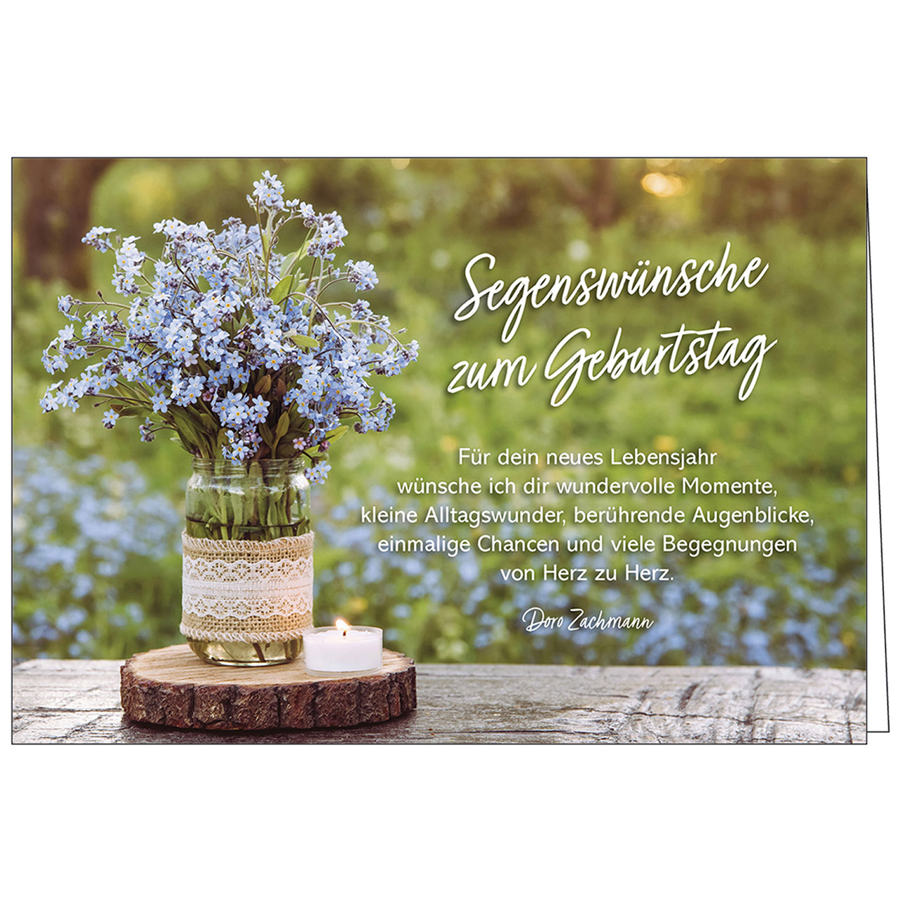Segenswünsche zum Geburtstag Faltkarte - Segenswünsche zum Geburtstag - Vergissmeinnicht Blumen Strauß