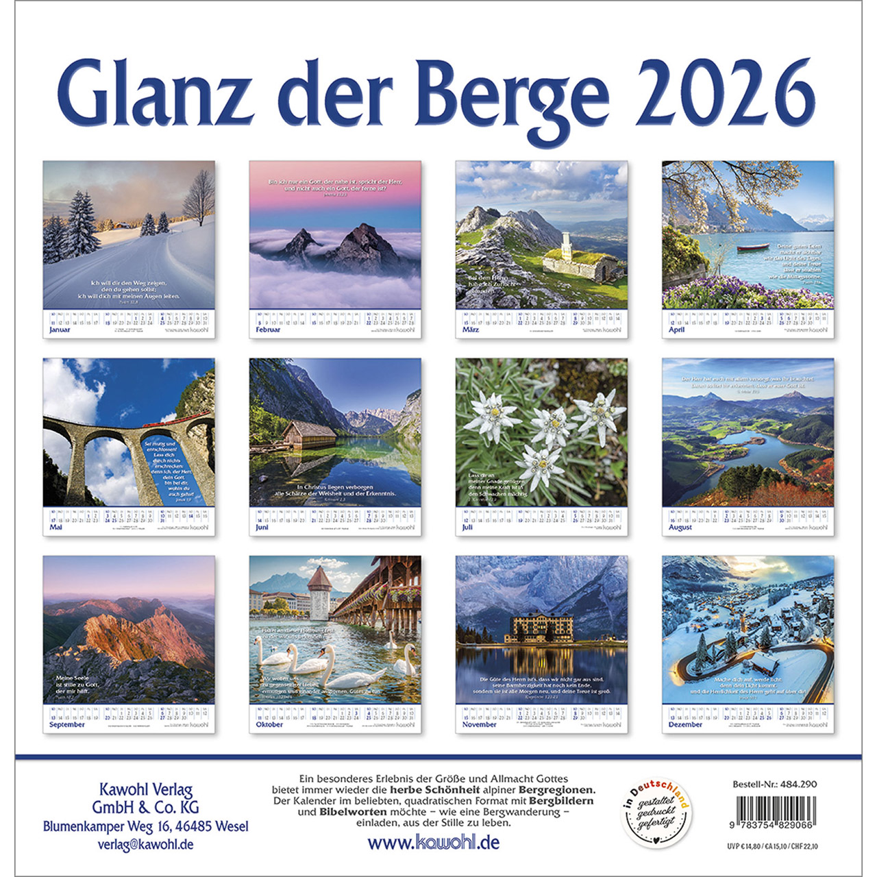 Wandkalender - Glanz der Berge 2026