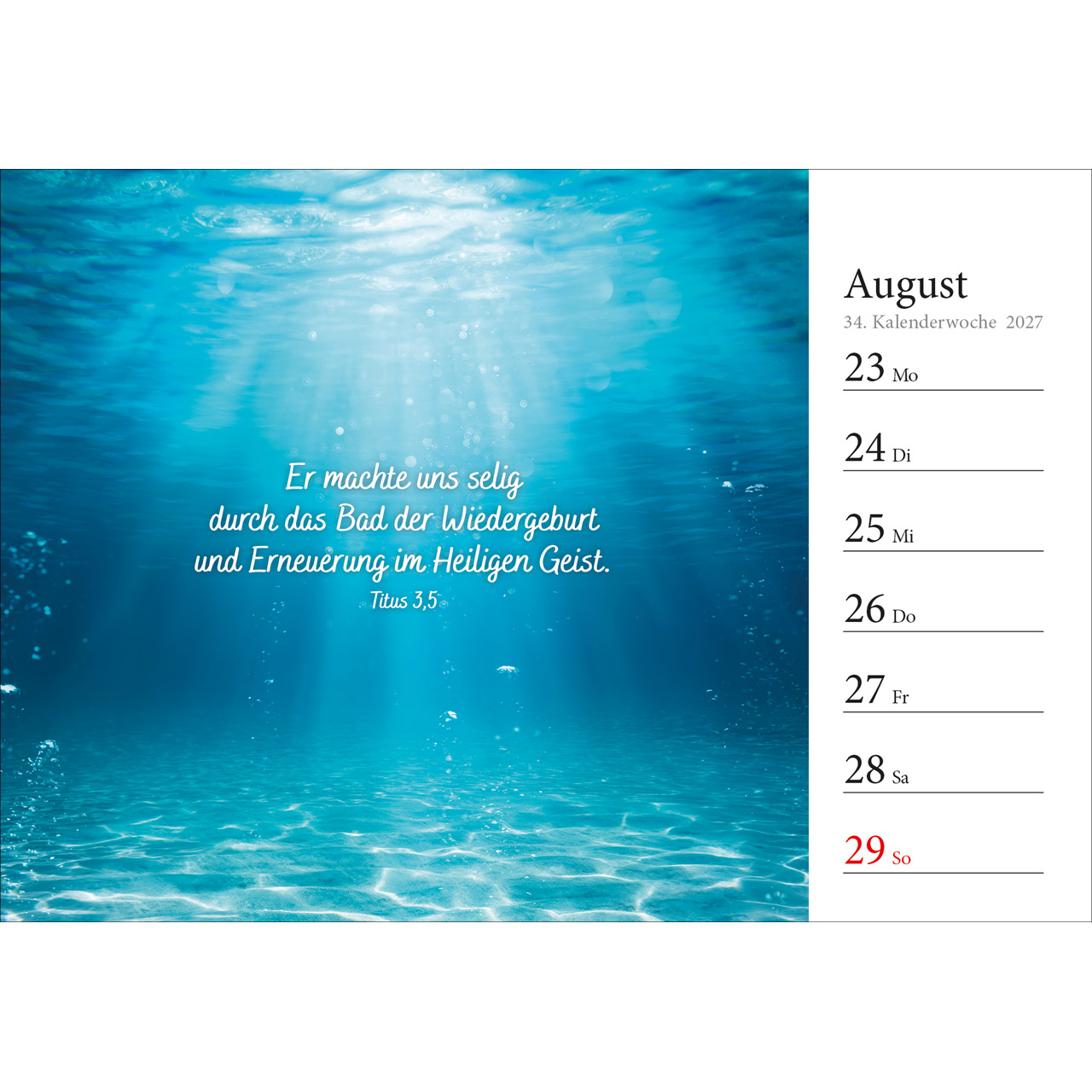 Aufstellkalender - In deine Hand stell ich den Tag 2027