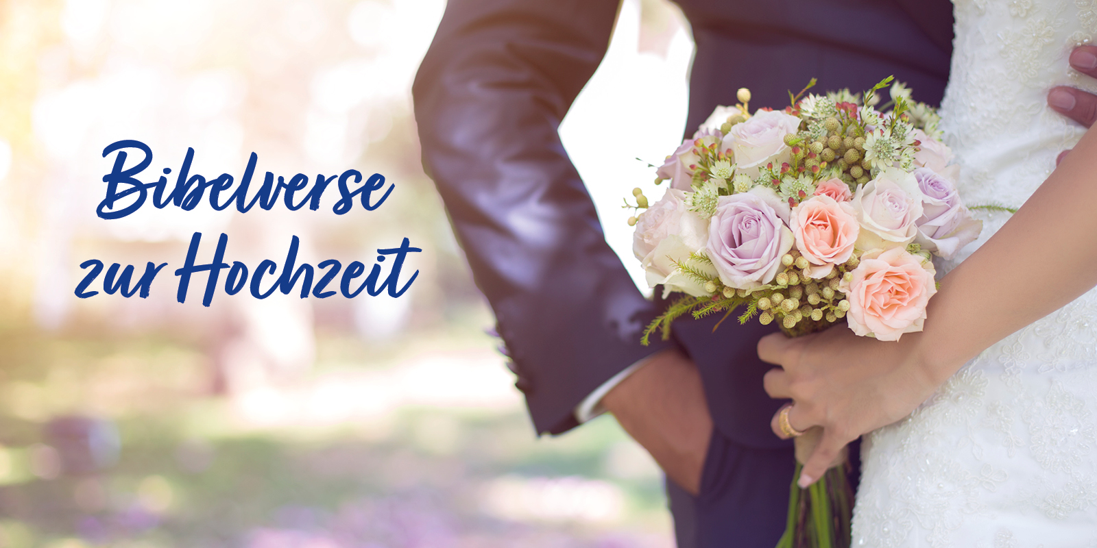 Banner mit Brautpaar un dBrautstrauß, TextL. "Bibelverse zur Hochzeit"