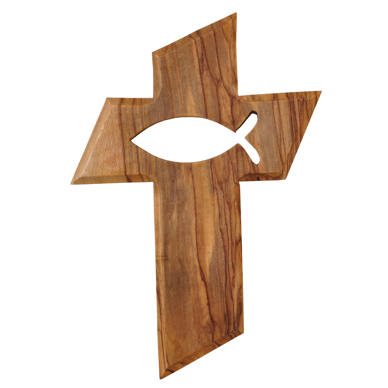 Olivenholz Wandkreuz Fisch