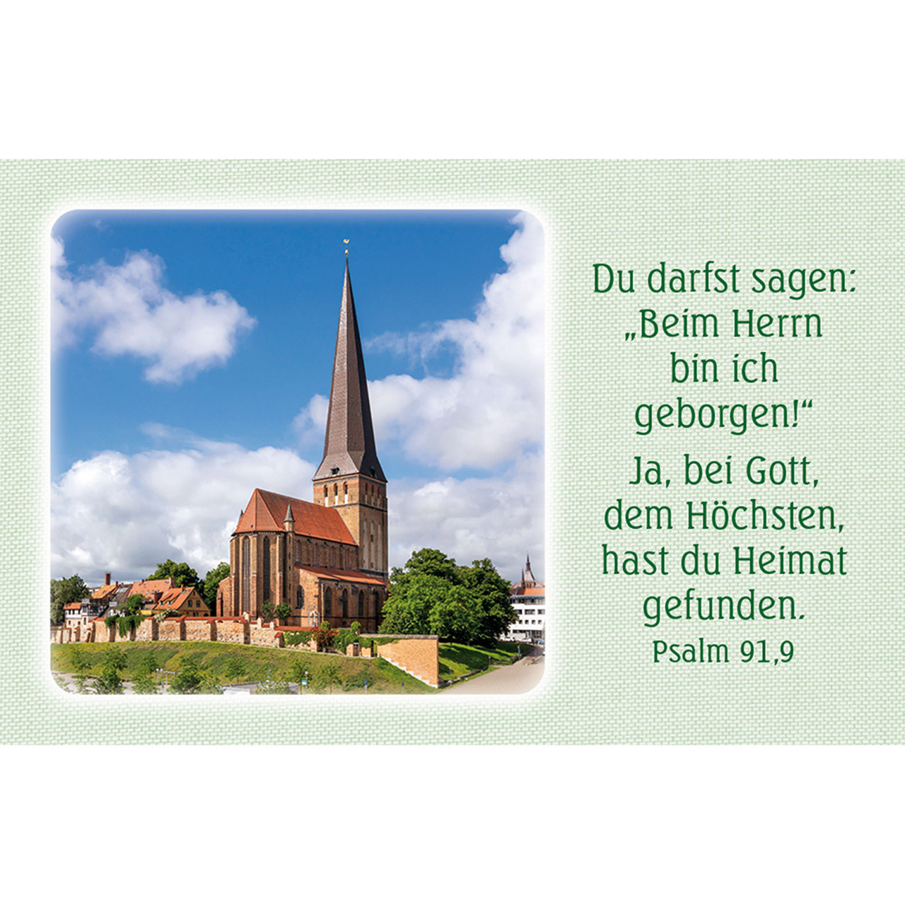 Karten-Box Kunststoff - Geborgen und gehalten - Vogel rosa Blüten Blaumeise