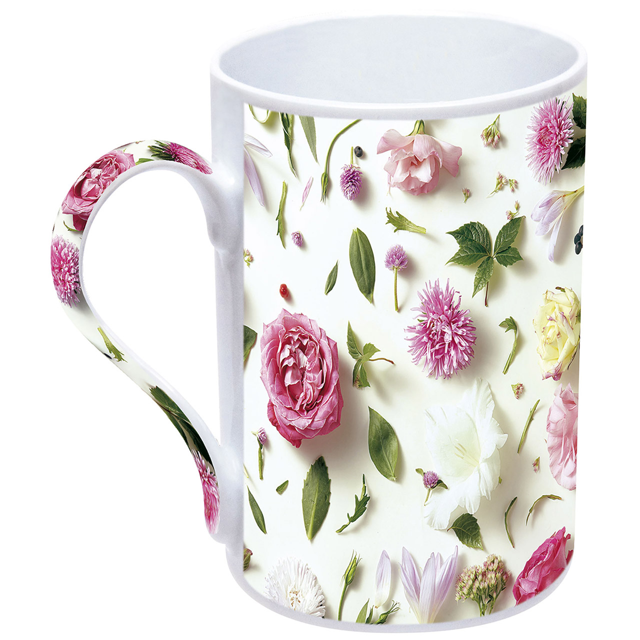 Tasse - Du bist geliebt - Blumen / rosa / weiß