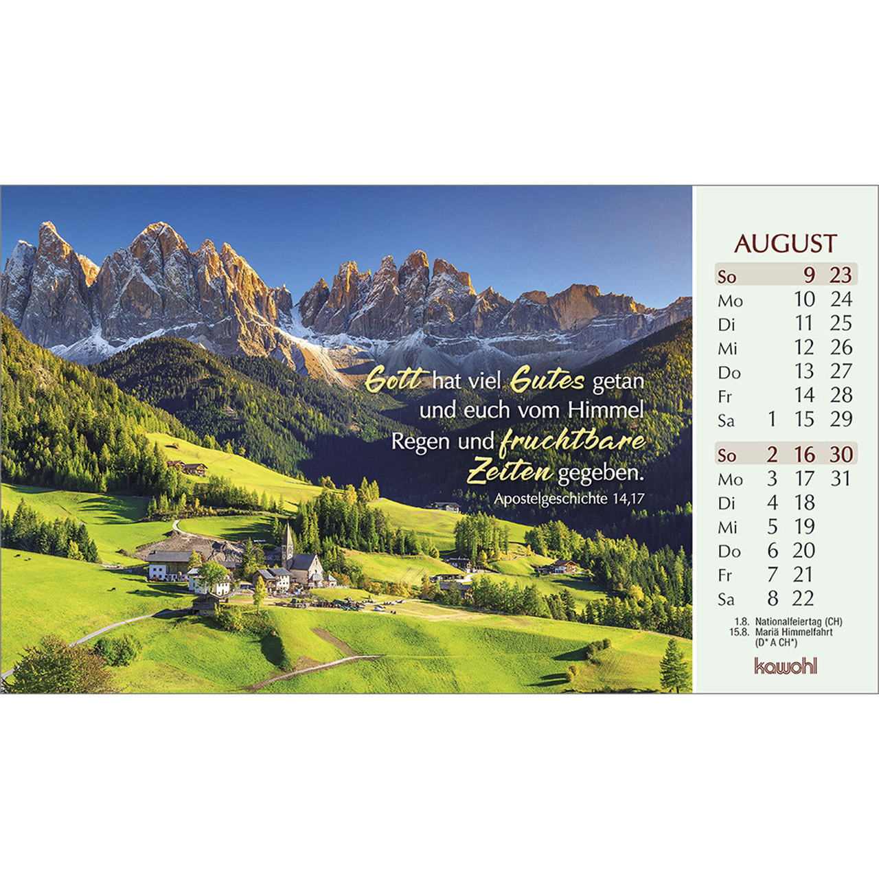Postkartenkalender - Heute und morgen bin ich geborgen 2026