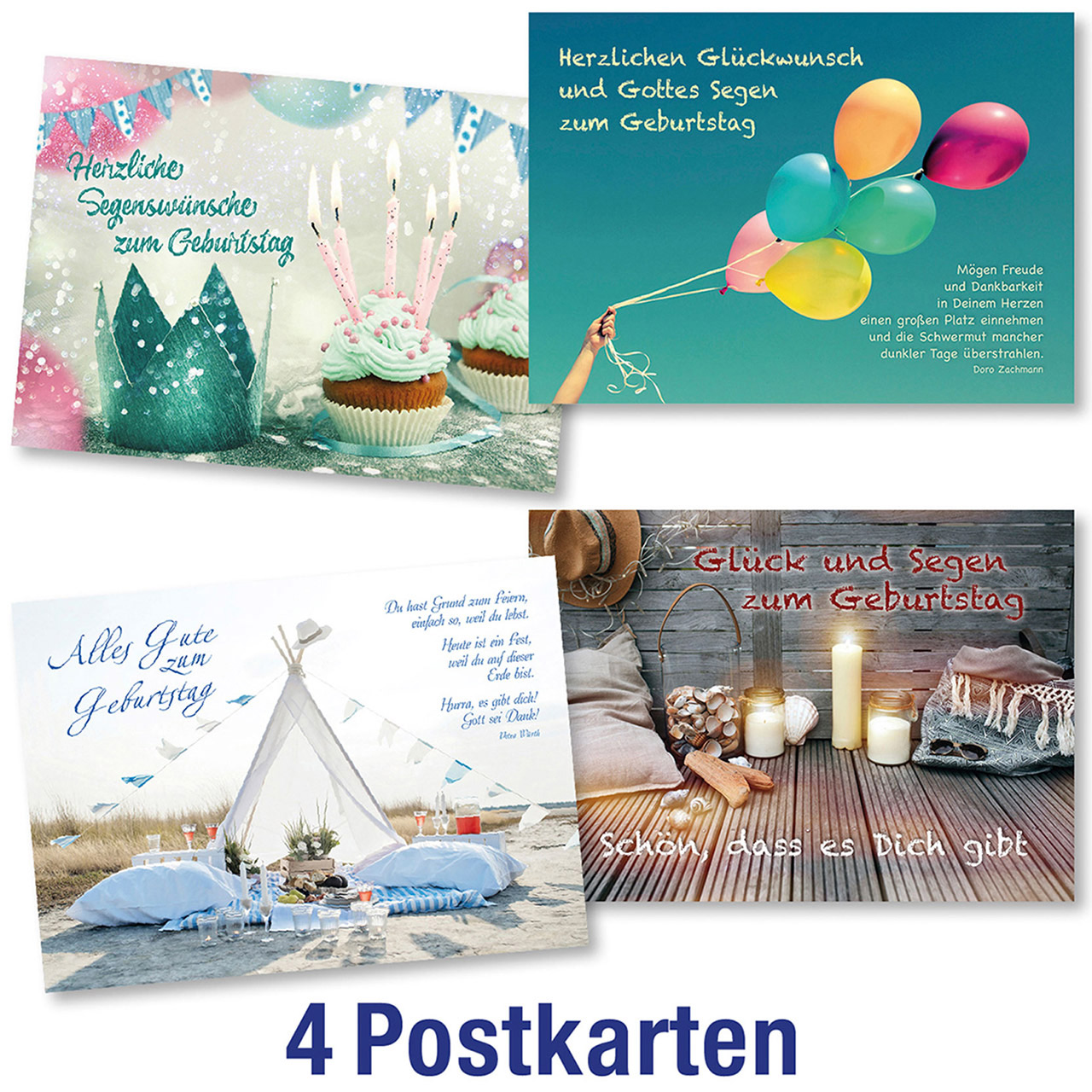 Postkartenserie 4 x 1 Geburtstag