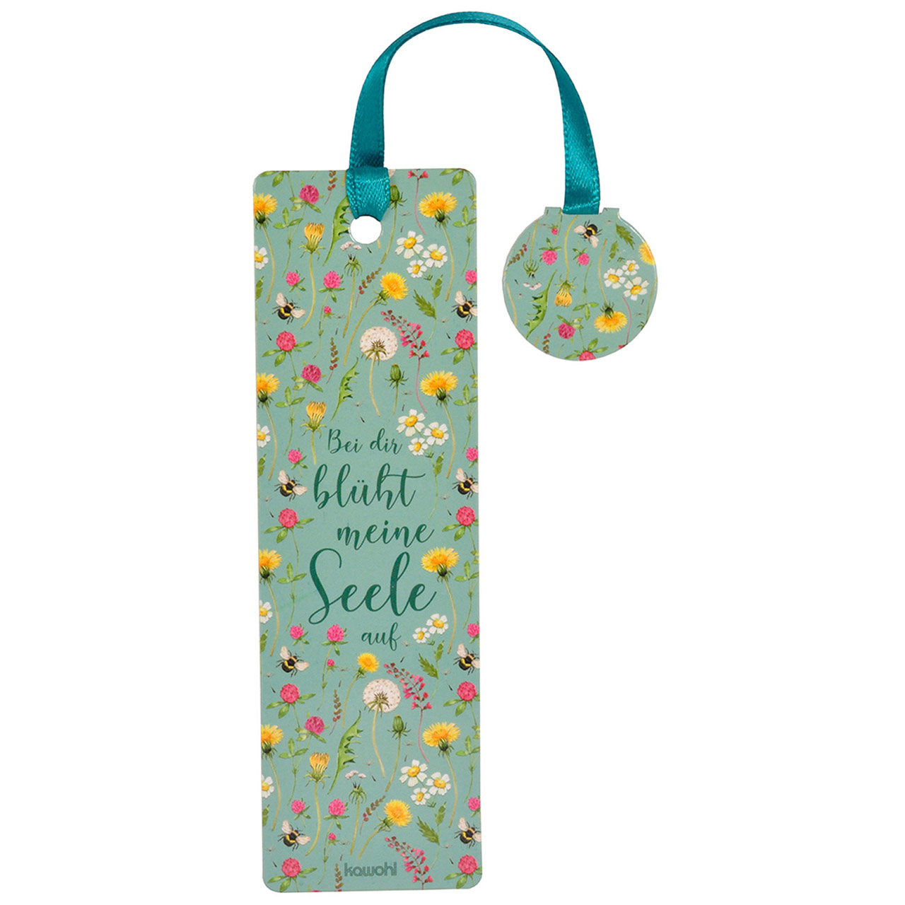 Bei dir blüht meine Seele auf Lesezeichen - Bei dir blüht meine Seele auf - Blumen Aquarell Bienen Wildblumenwiese
