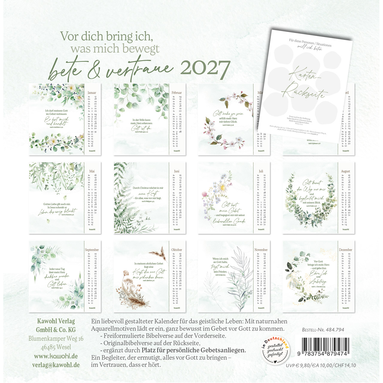 Postkartenkalender - Vor dich bring ich, was mich bewegt 2027