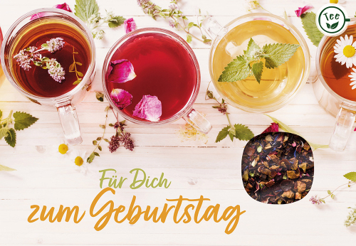 Lebensmittel-Karte - Teekarte 'Für Dich zum Geburtstag' - Teegläser