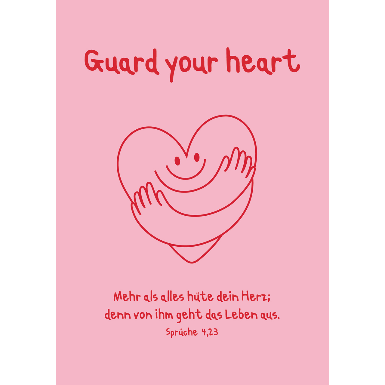 Postkarten - Guard your heart - Comic Herz Hände