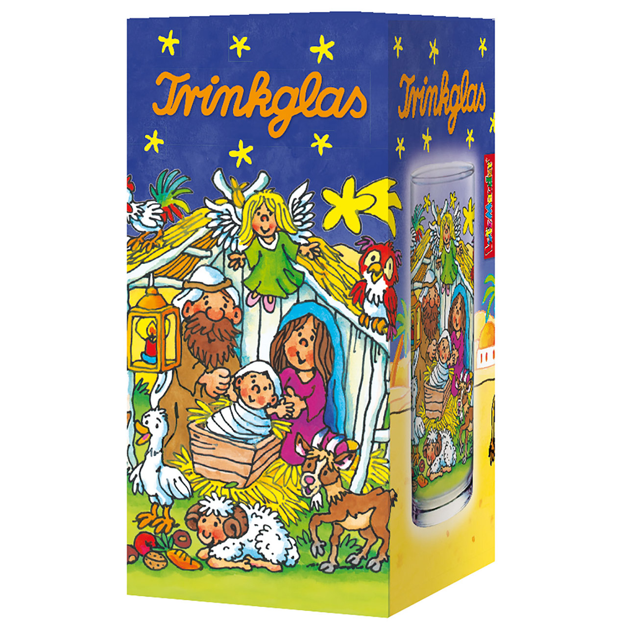 Trinkglas - Weihnachtsfreude wünsche ich Dir - Weihnachtskrippe - Krippe