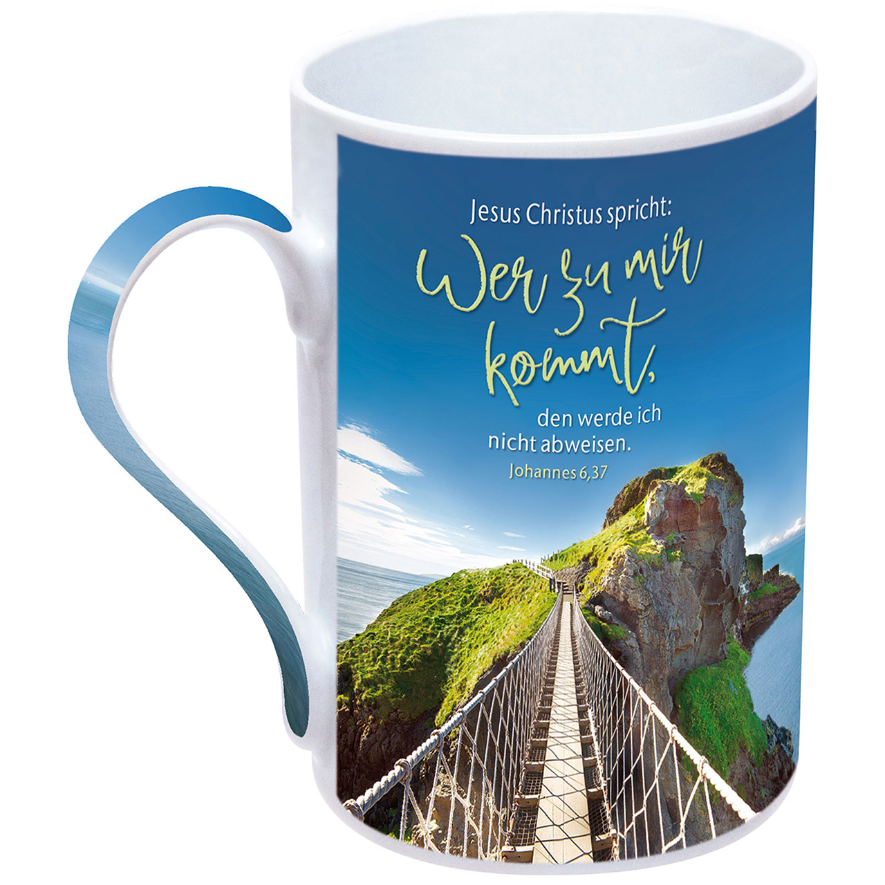 Tasse - Wer zu mir kommt, den werde ich nicht abweisen. - Hängebrücke zu Insel Carrick-a-Rede in Irland