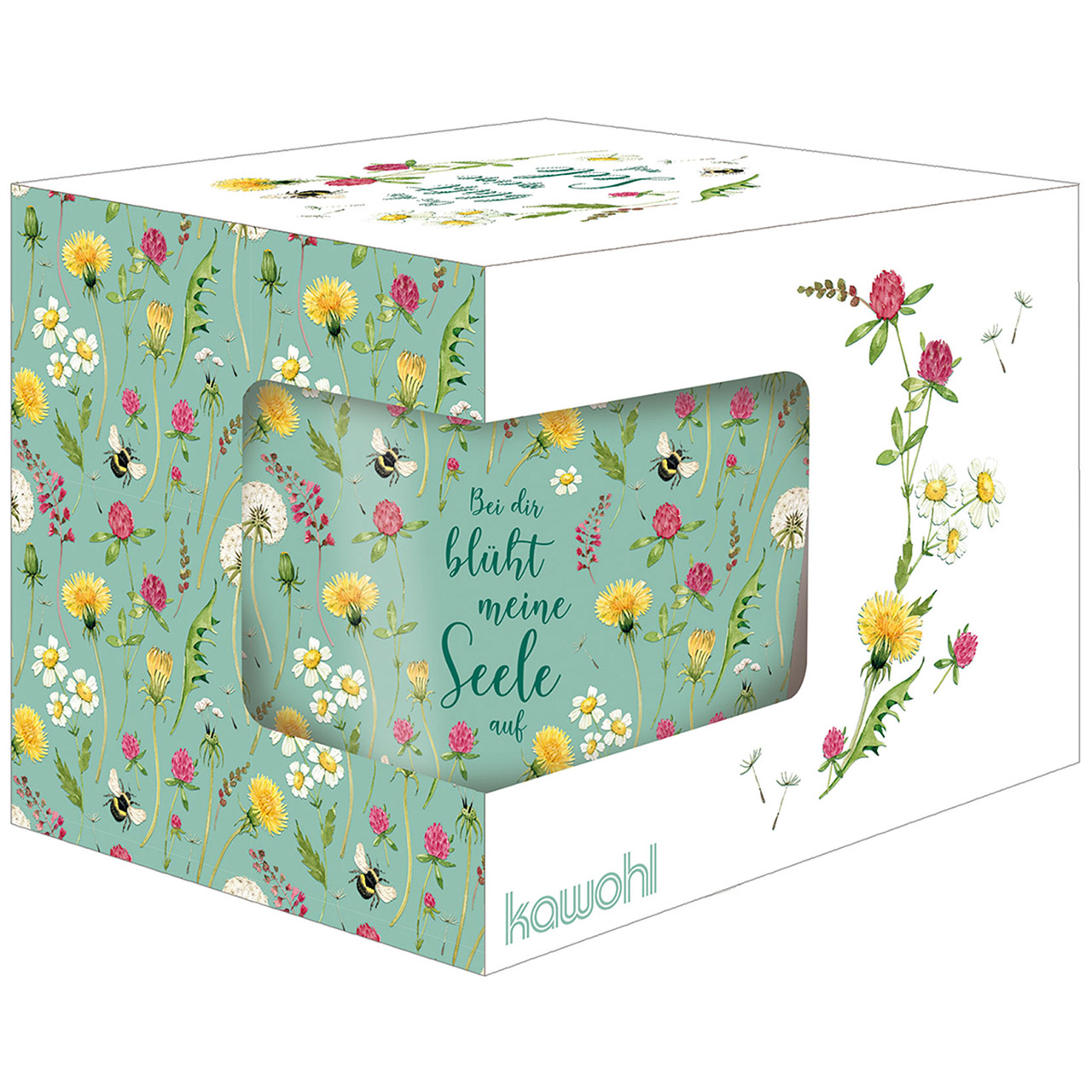 Tasse - Bei dir blüht meine Seele auf - Blumen Bienen