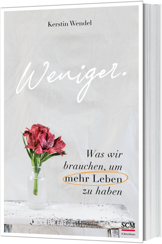 Buch - Weniger. - Tisch Vase Blumen Buch