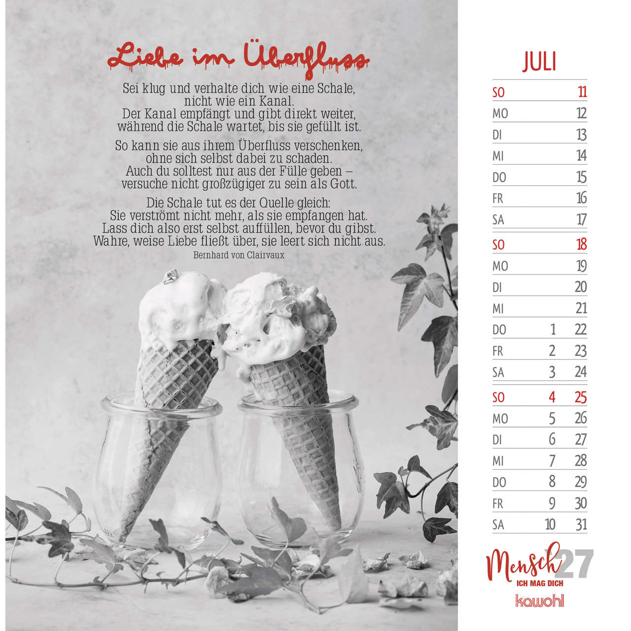 Postkartenkalender - Mensch ich mag dich 2027