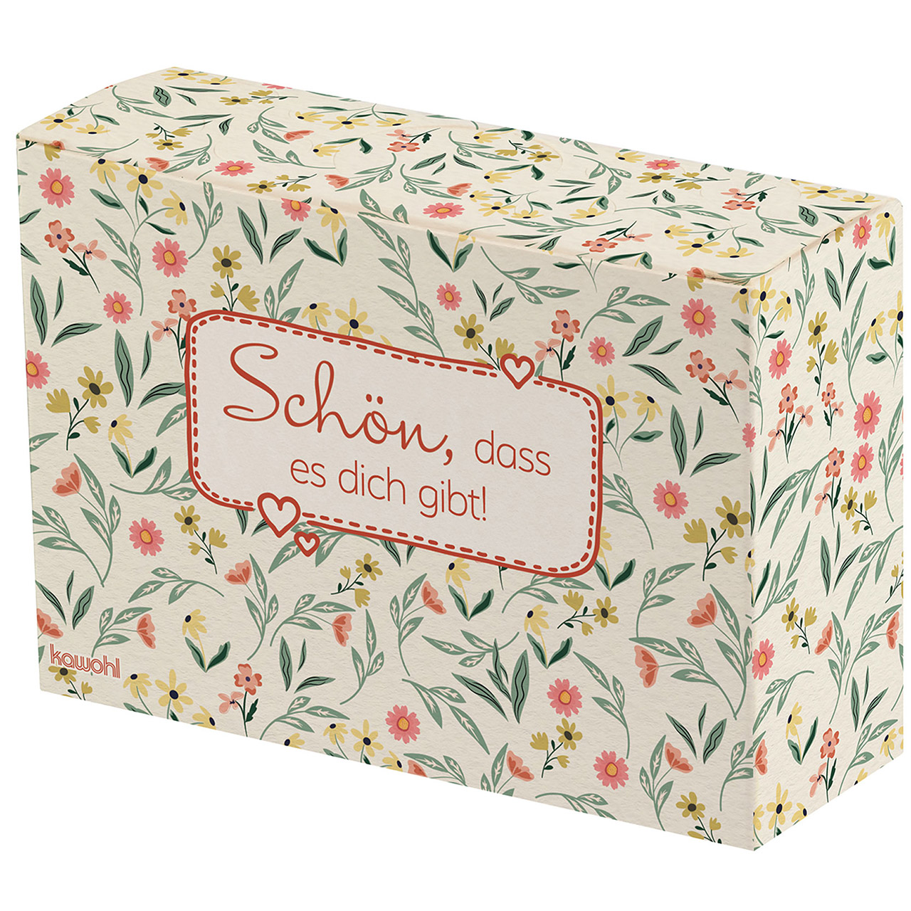 Notizbox - Schön, dass es dich gibt! - Blumen Grafik